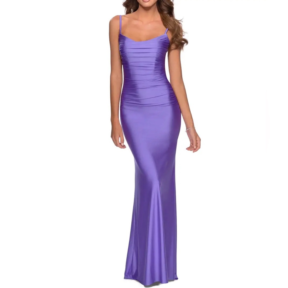 La Femme 28398 Ruched Lilac Gown – Size 0